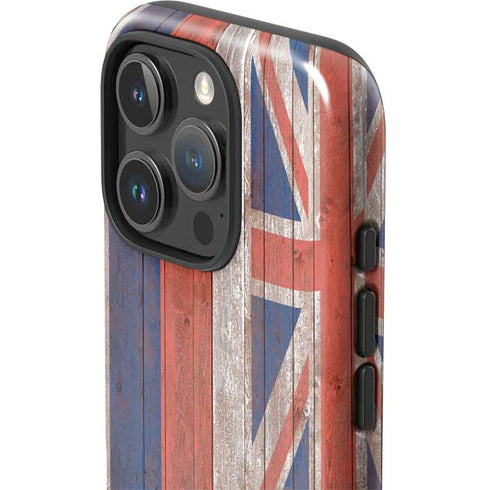 Hawaiian Flag Dark Wood iPhone 16 Pro Impact Case